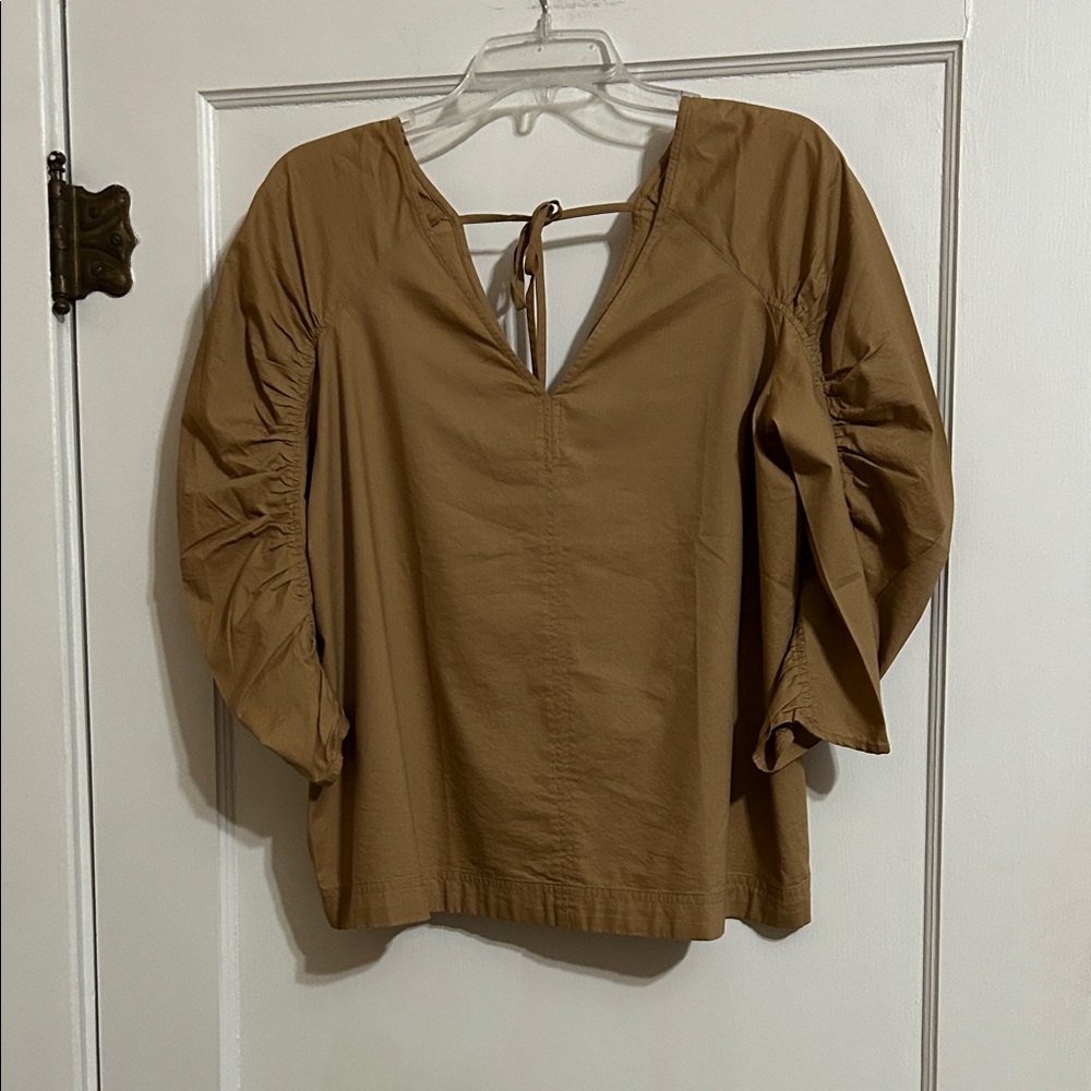 LOFT NWT Brown Blouse with Tie-Back